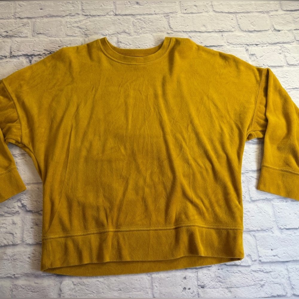 Aerie Gold Crewneck Velour Top. Size Small.
